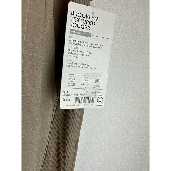 Athleta Womens Brooklyn Textured Jogger Pants Khaki Windowpane Size 24 NWT $98 - Picture 5 of 6